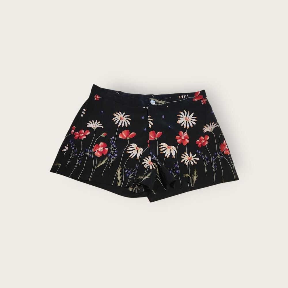 Vintage 90s Rampage black floral print flowy mini shorts